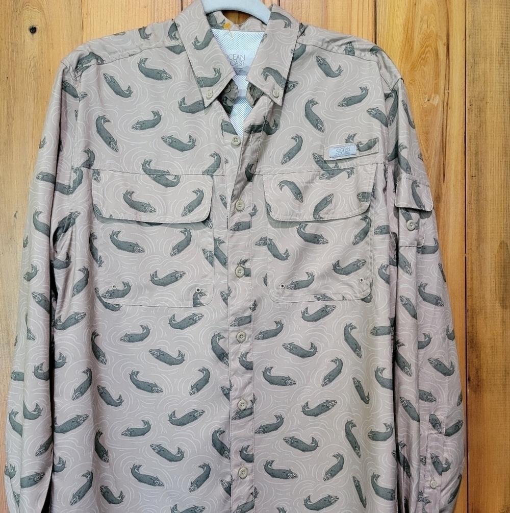 Ocean Cost Patterned Button-Up Shirt